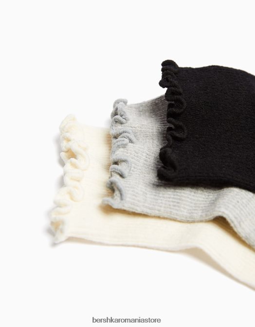 Bershka unisex set de 3 ciorapi la glezna negru Z86D4208 accesorii