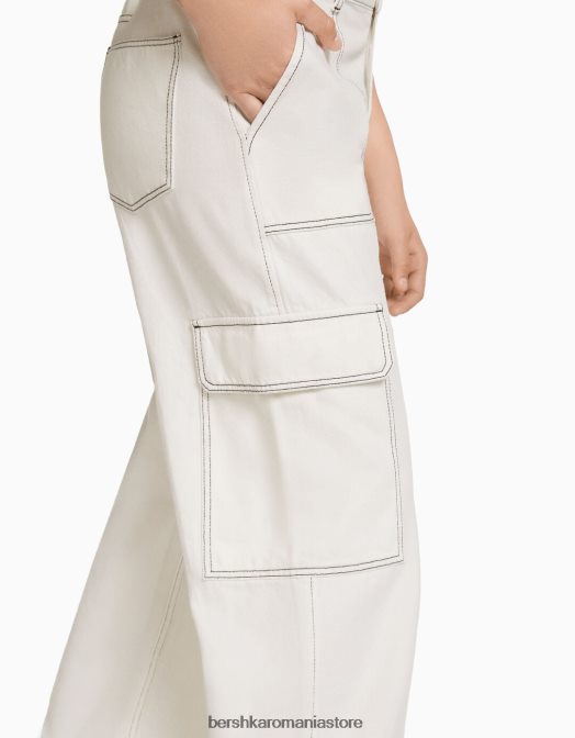 Bershka unisex blugi cargo drepte alb Z86D3989 îmbrăcăminte
