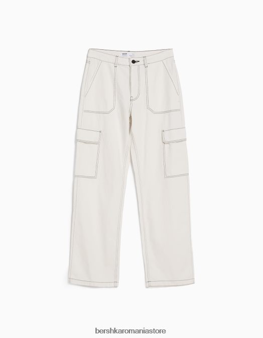 Bershka unisex blugi cargo drepte alb Z86D3989 îmbrăcăminte