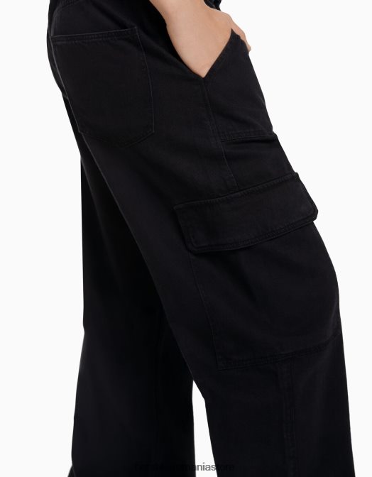 Bershka unisex blugi cargo drepte negru Z86D3991 îmbrăcăminte
