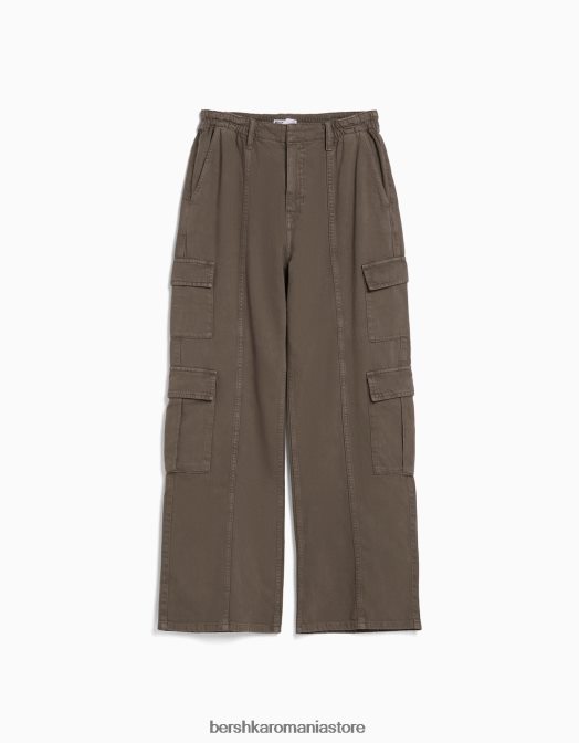 Bershka unisex blugi cargo largi cu buzunare multiple maro Z86D4003 îmbrăcăminte