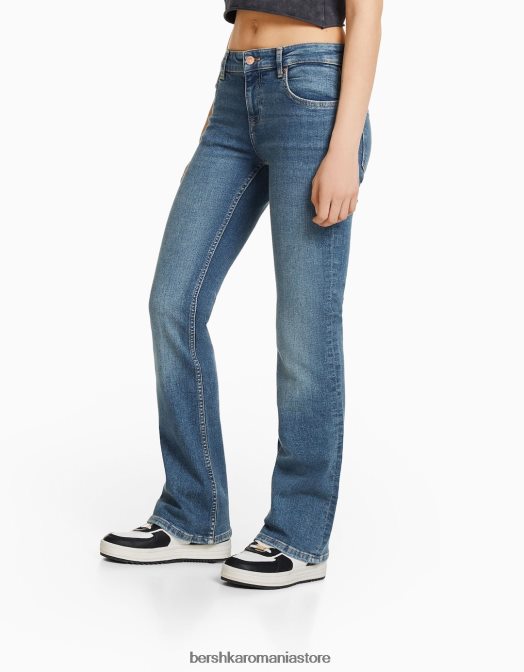 Bershka unisex blugi cizme cu talie joasă albastru deschis Z86D3953 îmbrăcăminte