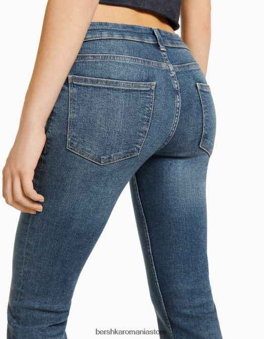 Bershka unisex blugi cizme cu talie joasă albastru deschis Z86D3953 îmbrăcăminte