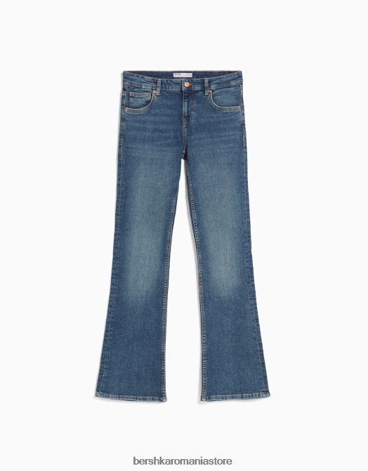 Bershka unisex blugi cizme cu talie joasă albastru deschis Z86D3953 îmbrăcăminte