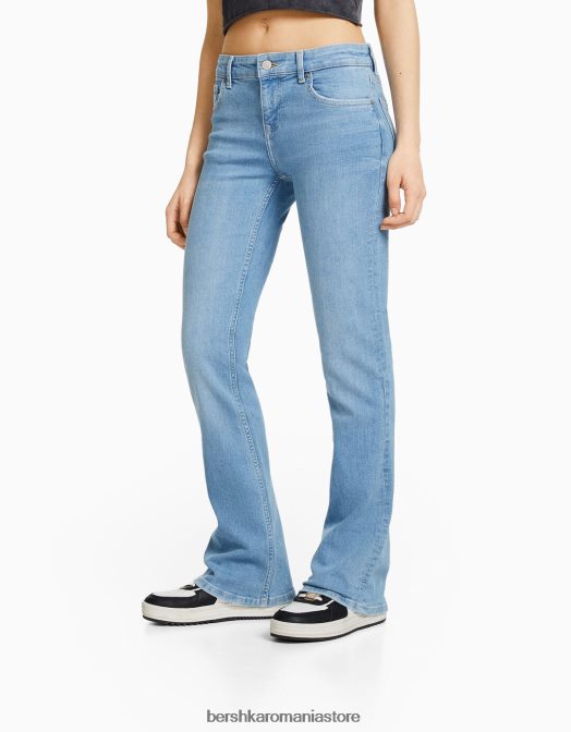 Bershka unisex blugi cizme cu talie joasă albastru deschis Z86D3954 îmbrăcăminte