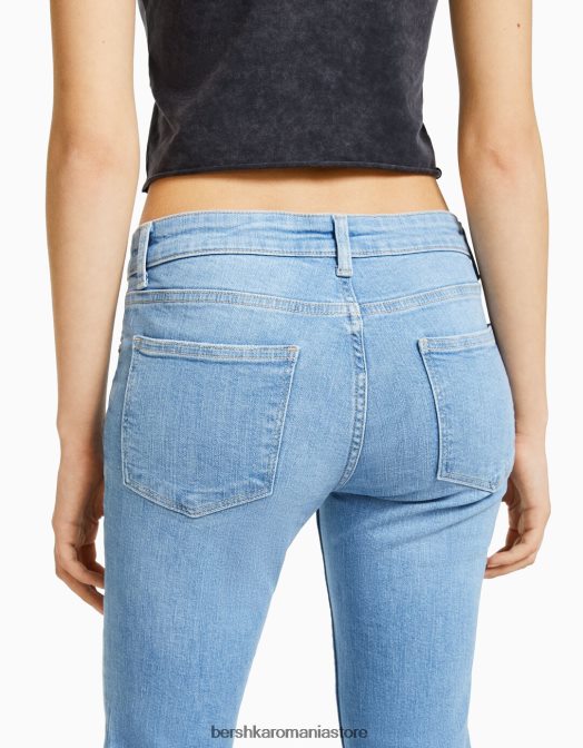 Bershka unisex blugi cizme cu talie joasă albastru deschis Z86D3954 îmbrăcăminte