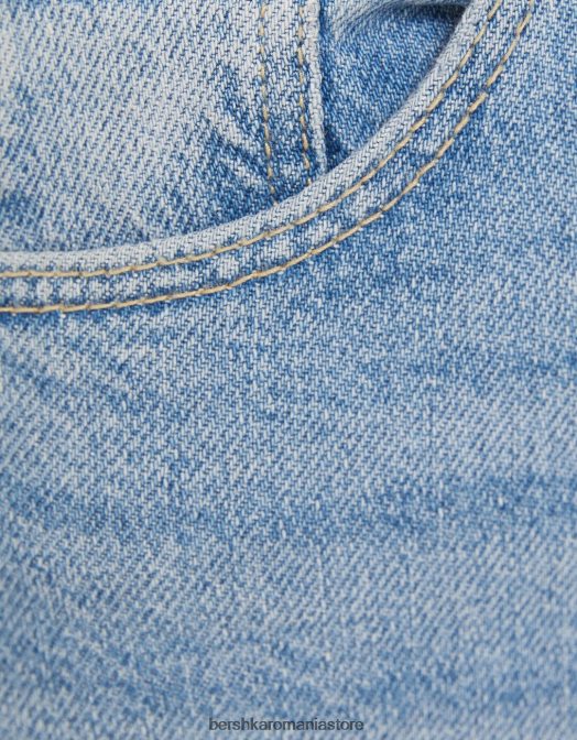 Bershka unisex blugi confort cu aerisire laterală albastru deschis Z86D3995 îmbrăcăminte