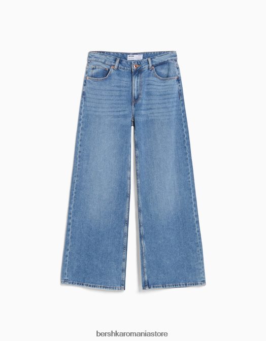 Bershka unisex blugi cu picioare largi albastru deschis Z86D3980 îmbrăcăminte
