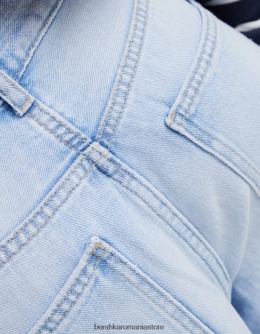 Bershka unisex blugi cu picioare largi albastru deschis Z86D3982 îmbrăcăminte