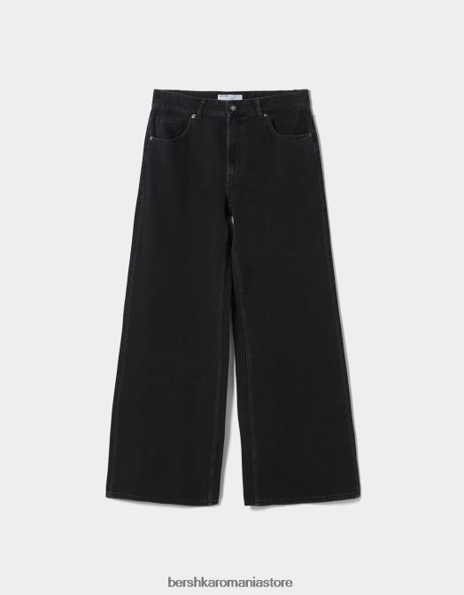 Bershka unisex blugi cu picioare largi negru Z86D3981 îmbrăcăminte