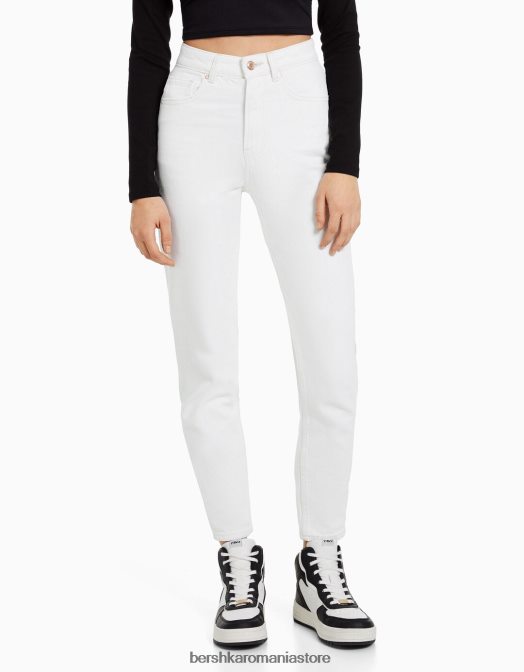 Bershka unisex blugi de mama alb Z86D3940 îmbrăcăminte