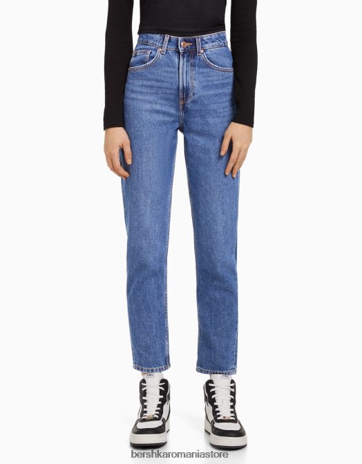 Bershka unisex blugi de mama albastru Z86D3942 îmbrăcăminte