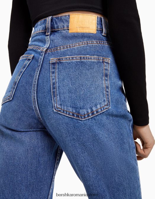 Bershka unisex blugi de mama albastru Z86D3942 îmbrăcăminte