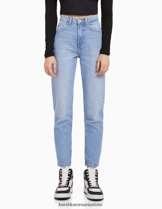 Bershka unisex blugi de mama albastru deschis Z86D3938 îmbrăcăminte