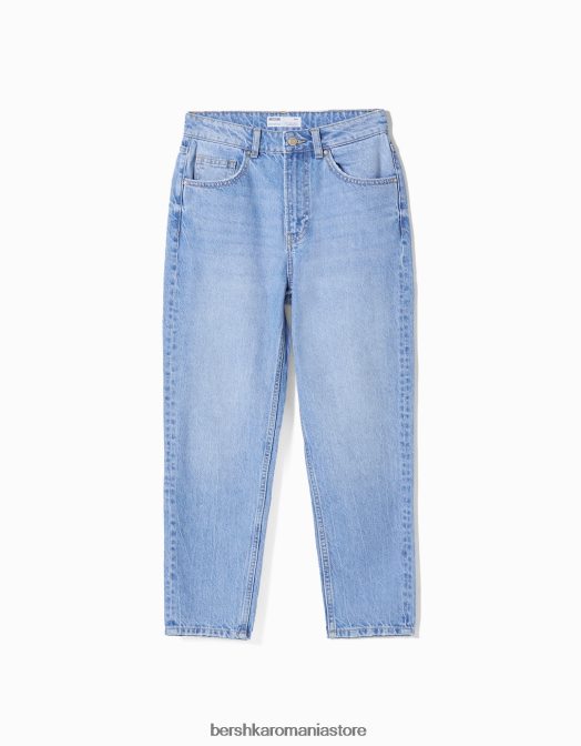 Bershka unisex blugi de mama albastru deschis Z86D3938 îmbrăcăminte