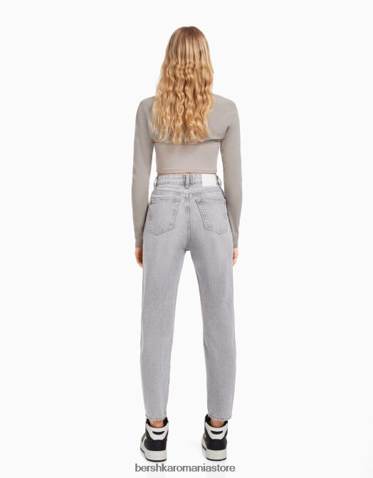 Bershka unisex blugi de mama gri Z86D3937 îmbrăcăminte