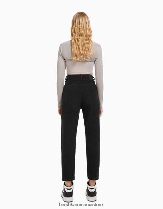 Bershka unisex blugi de mama negru Z86D3939 îmbrăcăminte