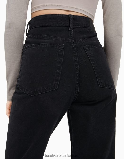 Bershka unisex blugi de mama negru Z86D3939 îmbrăcăminte