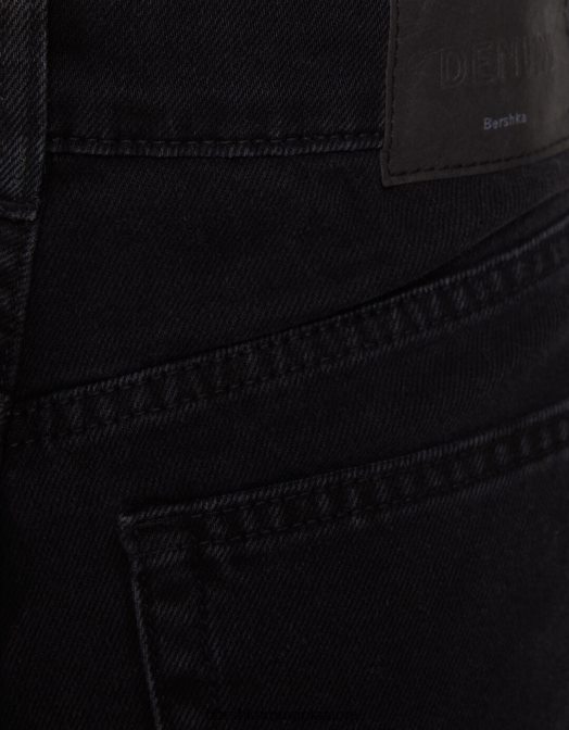 Bershka unisex blugi de mama negru Z86D3939 îmbrăcăminte