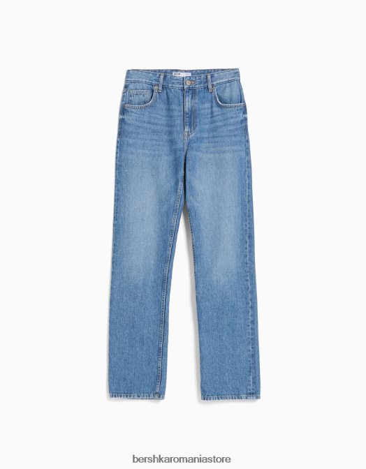 Bershka unisex blugi drepte albastru Z86D3947 îmbrăcăminte