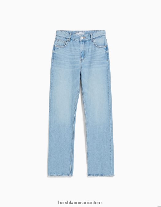 Bershka unisex blugi drepte albastru deschis Z86D3945 îmbrăcăminte