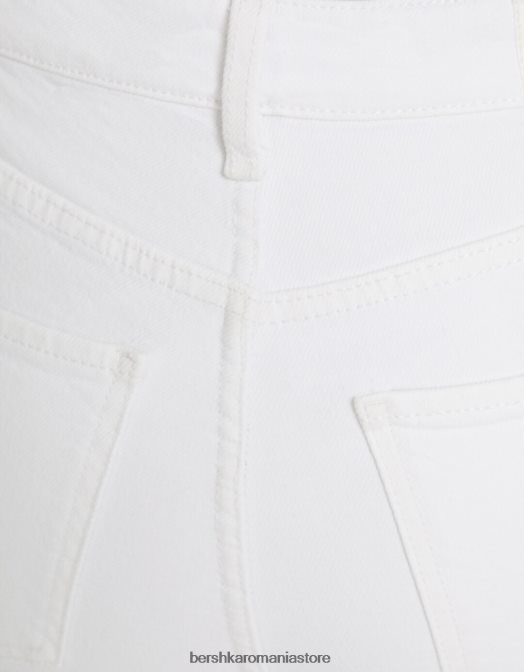 Bershka unisex blugi evazați tăiați alb Z86D3923 îmbrăcăminte