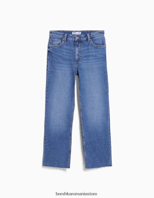 Bershka unisex blugi evazați tăiați albastru Z86D3924 îmbrăcăminte