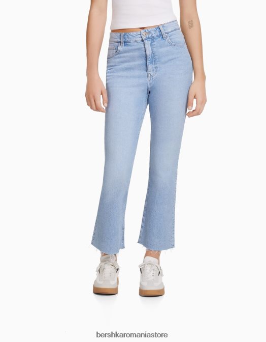 Bershka unisex blugi evazați tăiați albastru deschis Z86D3922 îmbrăcăminte