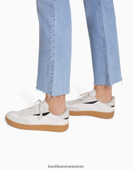 Bershka unisex blugi evazați tăiați albastru deschis Z86D3922 îmbrăcăminte