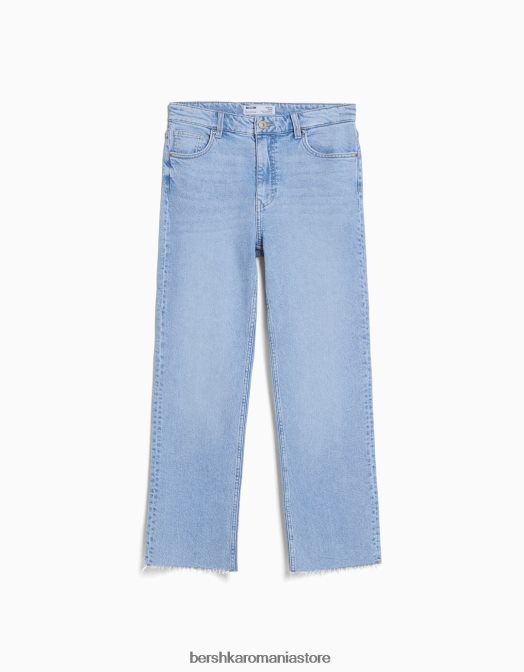 Bershka unisex blugi evazați tăiați albastru deschis Z86D3922 îmbrăcăminte