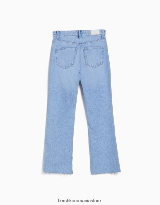 Bershka unisex blugi evazați tăiați albastru deschis Z86D3922 îmbrăcăminte