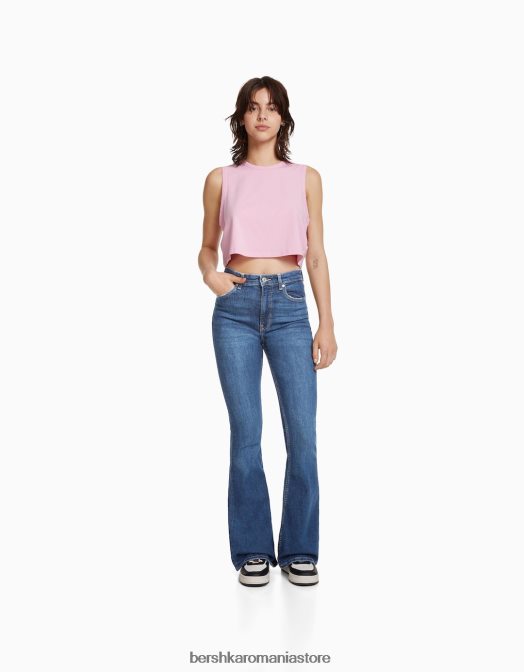 Bershka unisex blugi evazati albastru Z86D3930 îmbrăcăminte