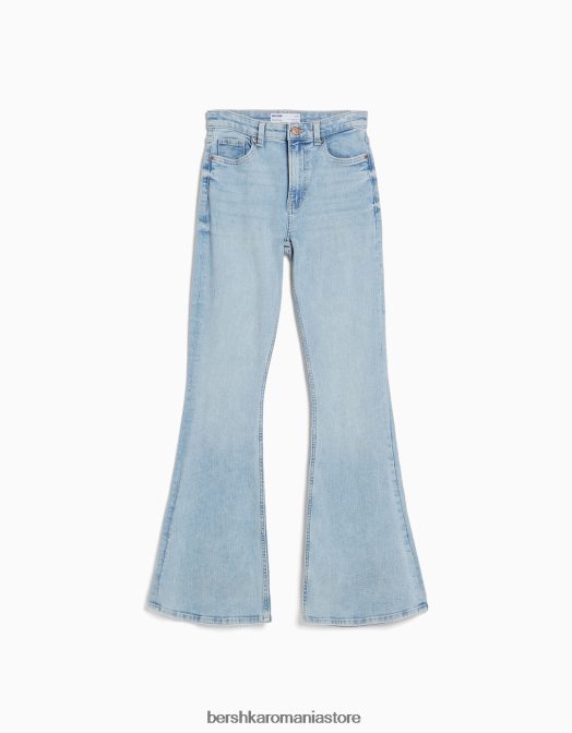 Bershka unisex blugi evazati albastru deschis Z86D3928 îmbrăcăminte