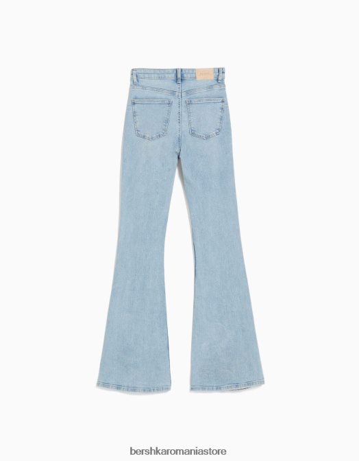 Bershka unisex blugi evazati albastru deschis Z86D3928 îmbrăcăminte