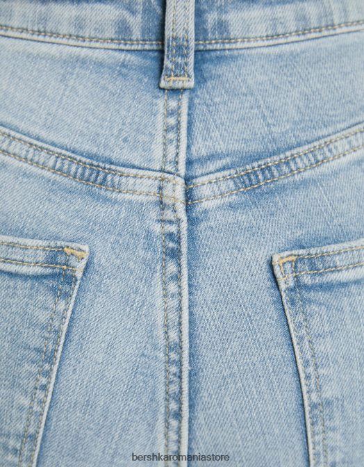 Bershka unisex blugi evazati albastru deschis Z86D3928 îmbrăcăminte