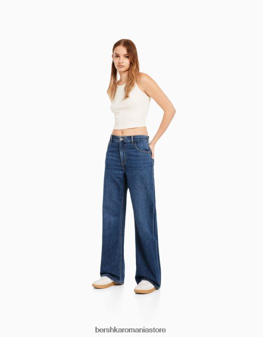 Bershka unisex blugi largi din anii '90 albastru Z86D3979 îmbrăcăminte