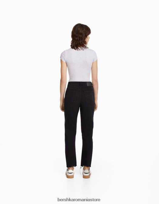 Bershka unisex blugi mom rupti negru Z86D3952 îmbrăcăminte