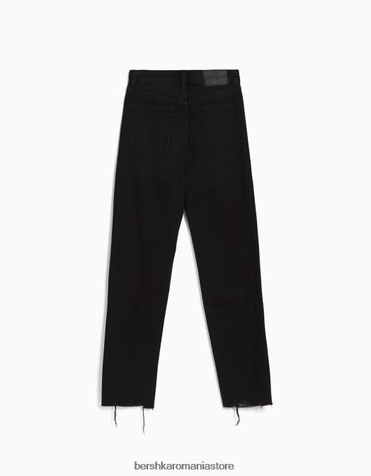 Bershka unisex blugi mom rupti negru Z86D3952 îmbrăcăminte