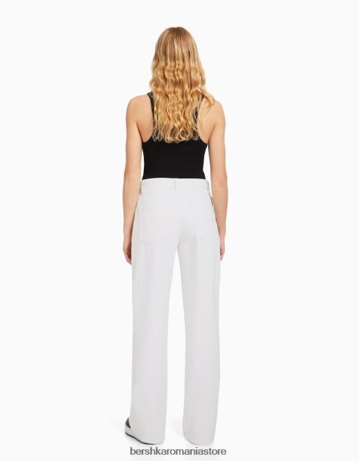 Bershka unisex blugi rupti cu picioare largi din anii \'90 alb Z86D3955 îmbrăcăminte