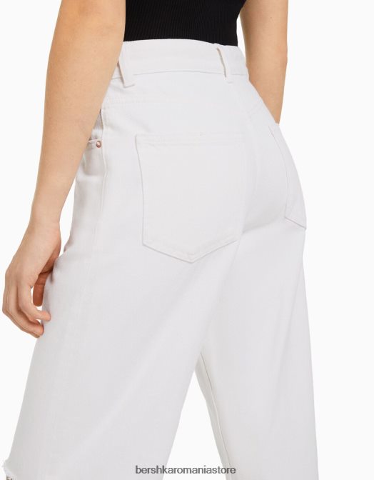 Bershka unisex blugi rupti cu picioare largi din anii \'90 alb Z86D3955 îmbrăcăminte
