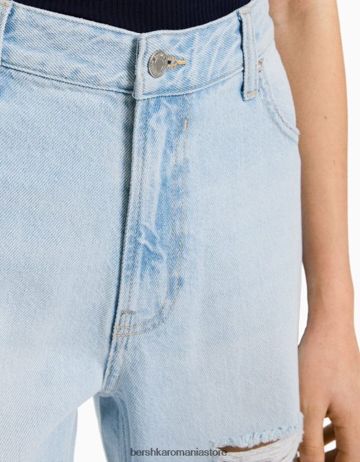 Bershka unisex blugi rupti cu picioare largi din anii \'90 albastru deschis Z86D3983 îmbrăcăminte