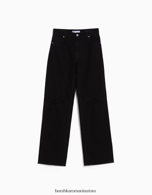 Bershka unisex blugi rupti cu picioare largi din anii \'90 negru Z86D3958 îmbrăcăminte