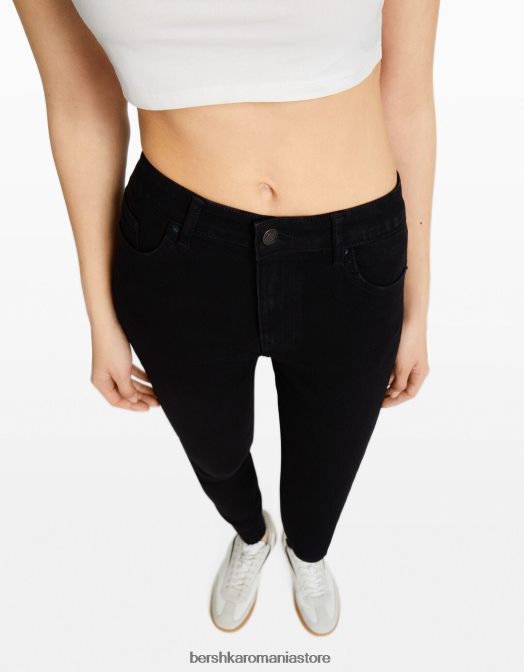 Bershka unisex blugi skinny cu talie mare negru Z86D3968 îmbrăcăminte