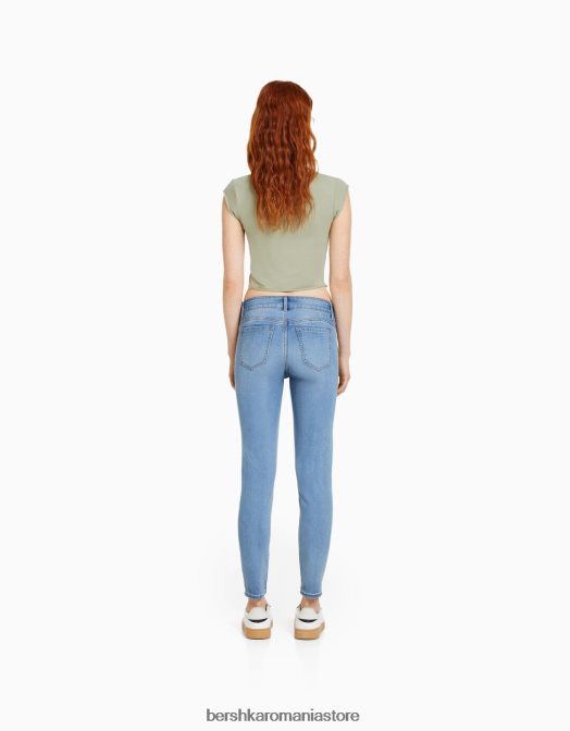 Bershka unisex blugi skinny push-up albastru deschis Z86D3970 îmbrăcăminte