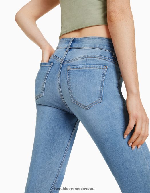 Bershka unisex blugi skinny push-up albastru deschis Z86D3970 îmbrăcăminte