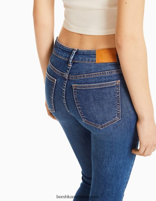 Bershka unisex blugi vintage skinny cu talie joasă albastru Z86D3974 îmbrăcăminte
