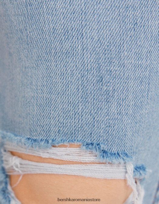 Bershka unisex blugi vintage skinny cu talie joasă albastru deschis Z86D3976 îmbrăcăminte