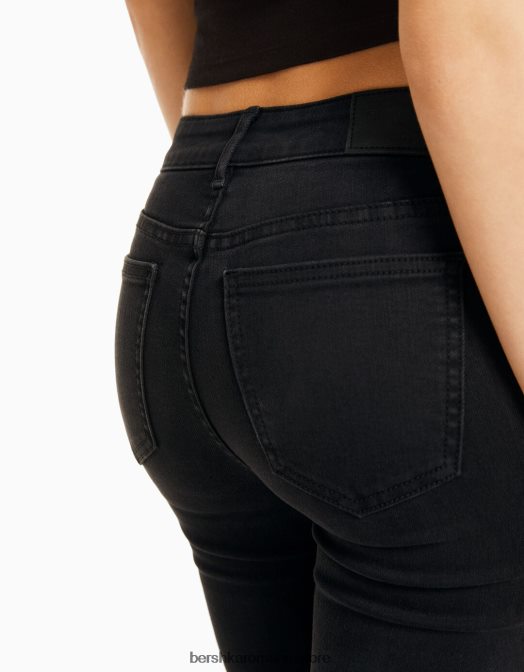 Bershka unisex blugi vintage skinny cu talie joasă negru Z86D3975 îmbrăcăminte