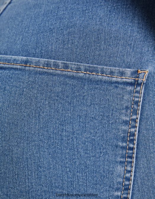 Bershka unisex jambiere din denim cu talie foarte mare albastru deschis Z86D3935 îmbrăcăminte