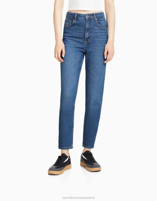 Z86D3918 unisex albastru blugi mom slim comfort fit Bershka îmbrăcăminte